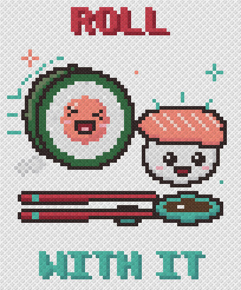 Roll With It Sushi - free cross stitch pattern