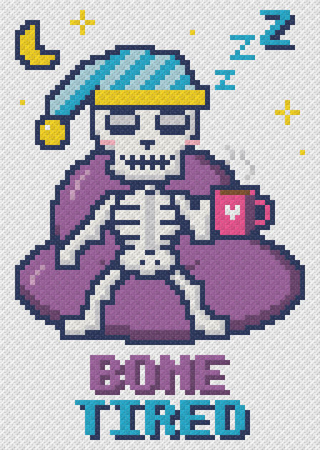 Bone Tired Skeleton - free cross stitch pattern