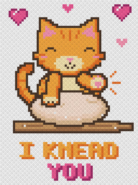 I Knead You Cat - free cross stitch pattern