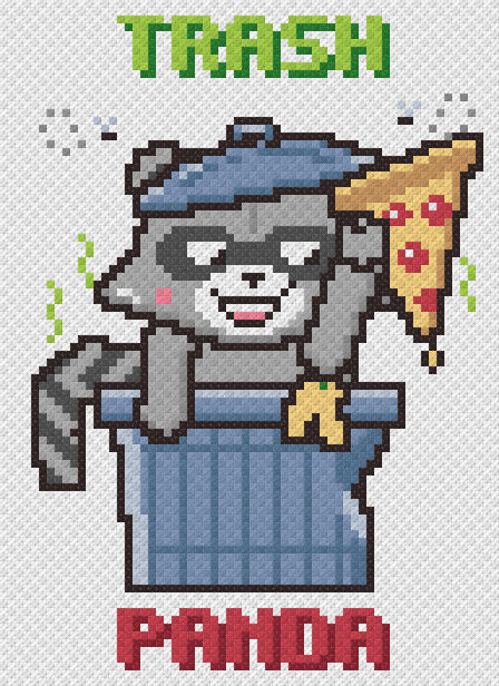 Trash Panda Raccoon - free cross stitch pattern