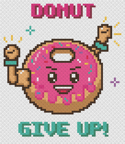 Donut Give Up - free cross stitch pattern