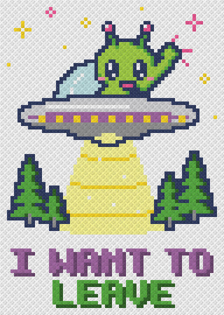 I Want to Leave UFO - free cross stitch pattern