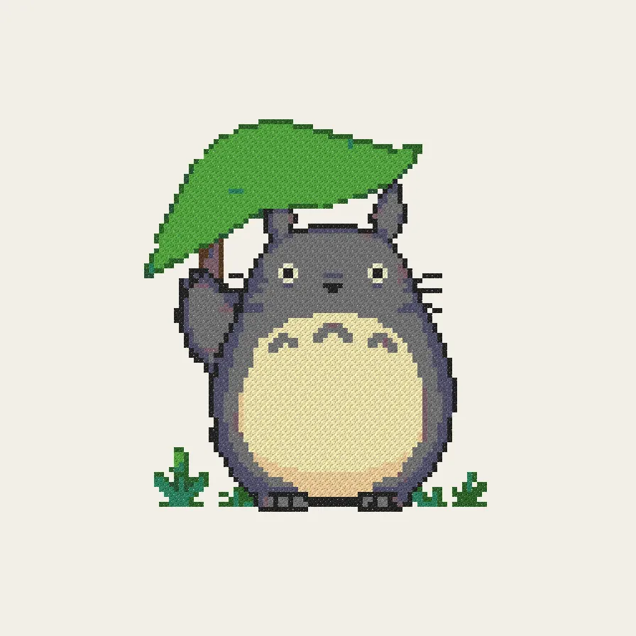 Totoro Under a Leaf