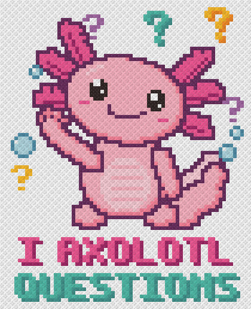 I Axolotl Questions Axolotl - free cross stitch pattern