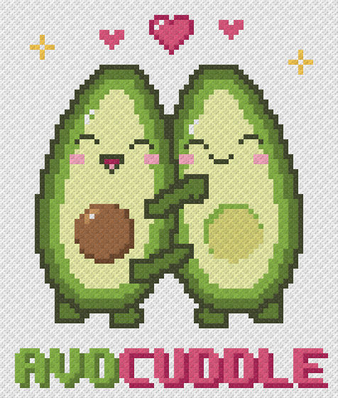 Avocuddle - free cross stitch pattern